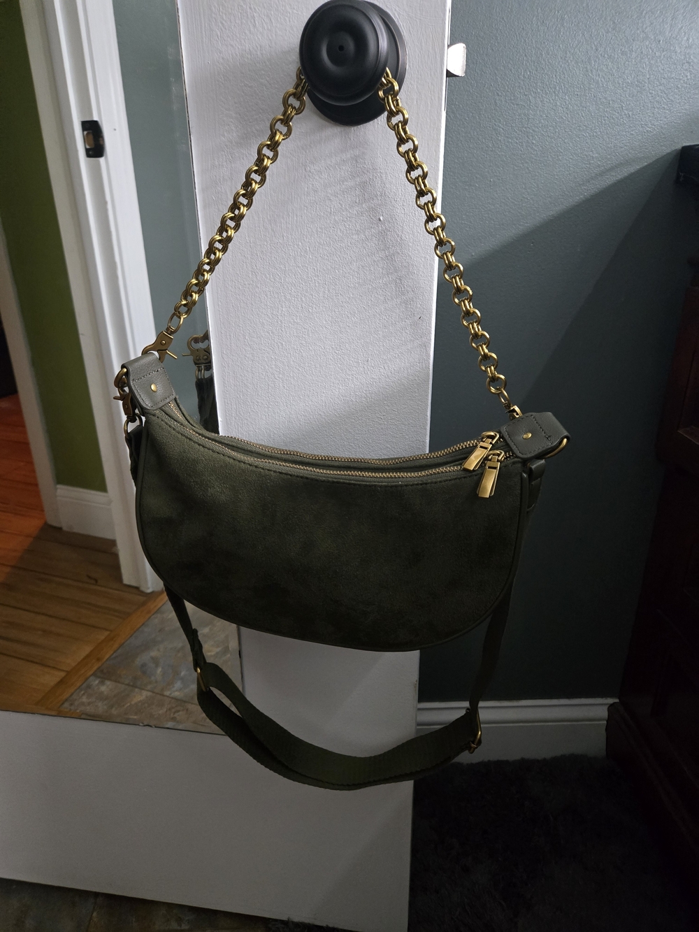 House Of Harlow Olive Green Chain-Handle Versatile Bag